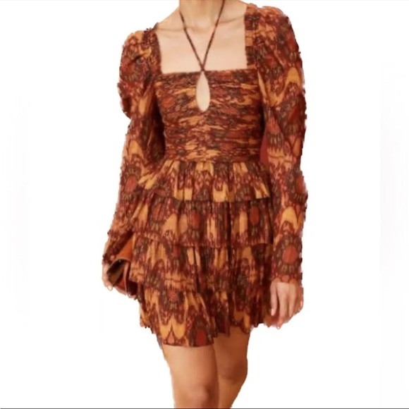 House of Harlow 1960 x REVOLVE Cotton Dress Long Sleeve Brown Size Large NWOT - Picture 1 of 8